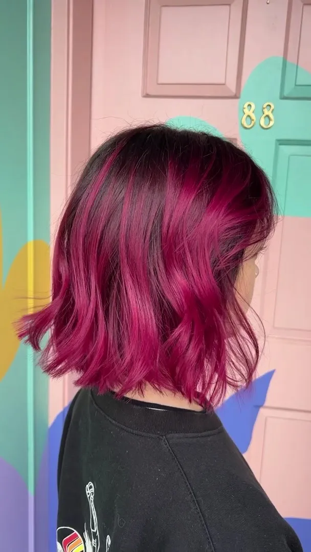 Vivid magenta bob