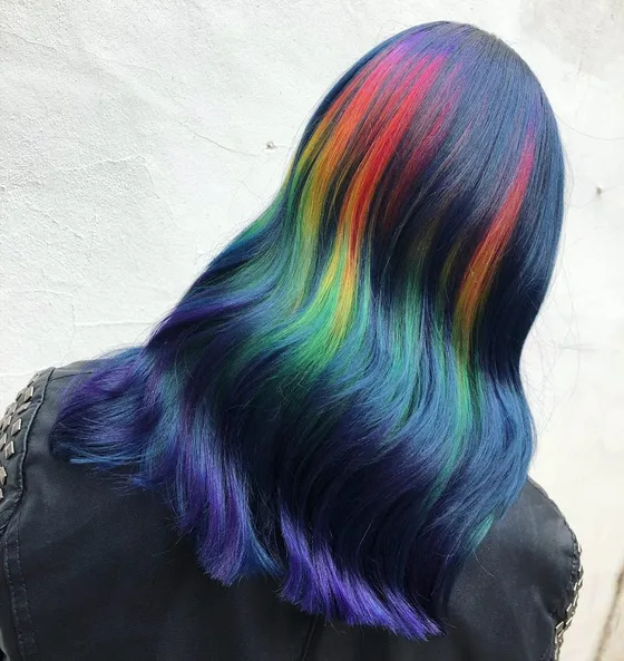 Oil-slick rainbow colour melt by HIVE Hair Salon